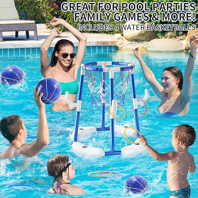 2-in-1 Floating Pool Basketball Hoop.