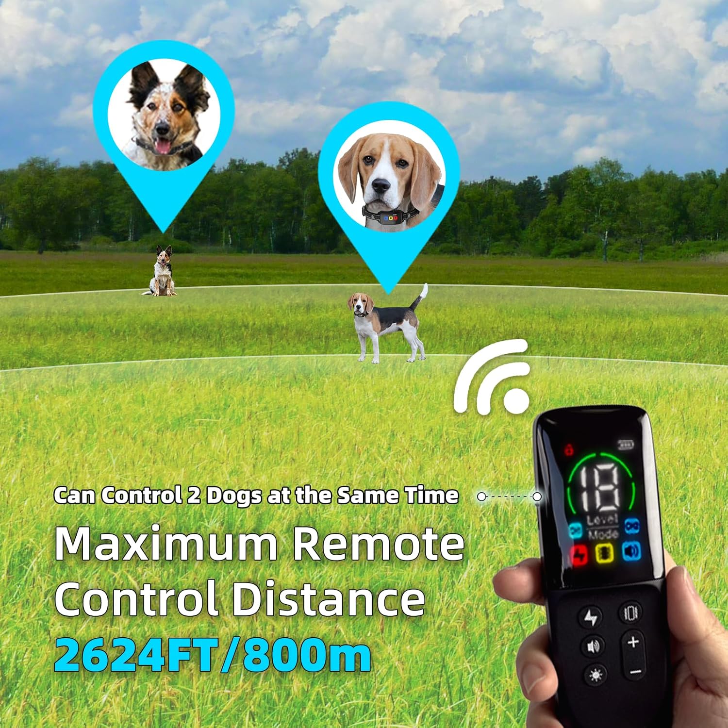 Electronic Dog Barking Training Collar 3 Modes Rechargeable IP67 Waterproof