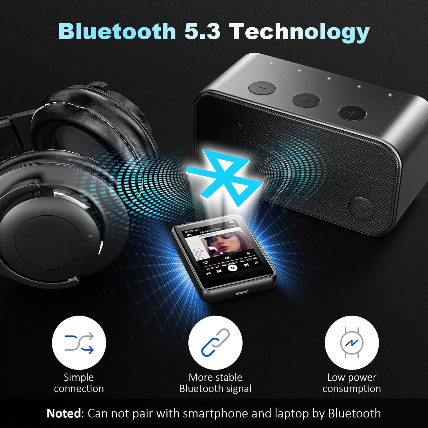 JOJOLEPAI MP3 PlayerBluetooth MP3 player is designed for active use