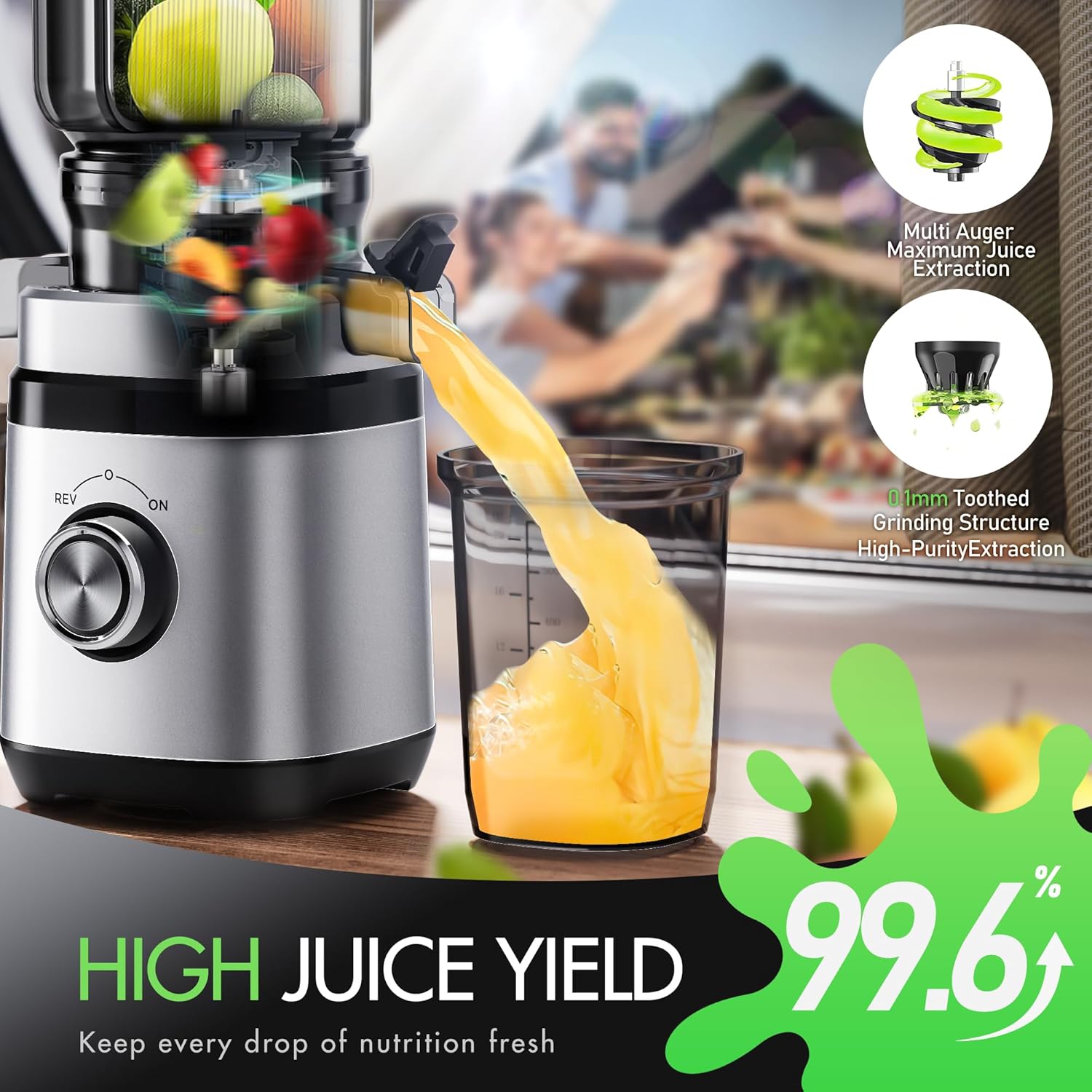 JS2306 Cold Press Juicer (also listed as a 350W slow masticating juicer with a 4.41" wide feed chute)