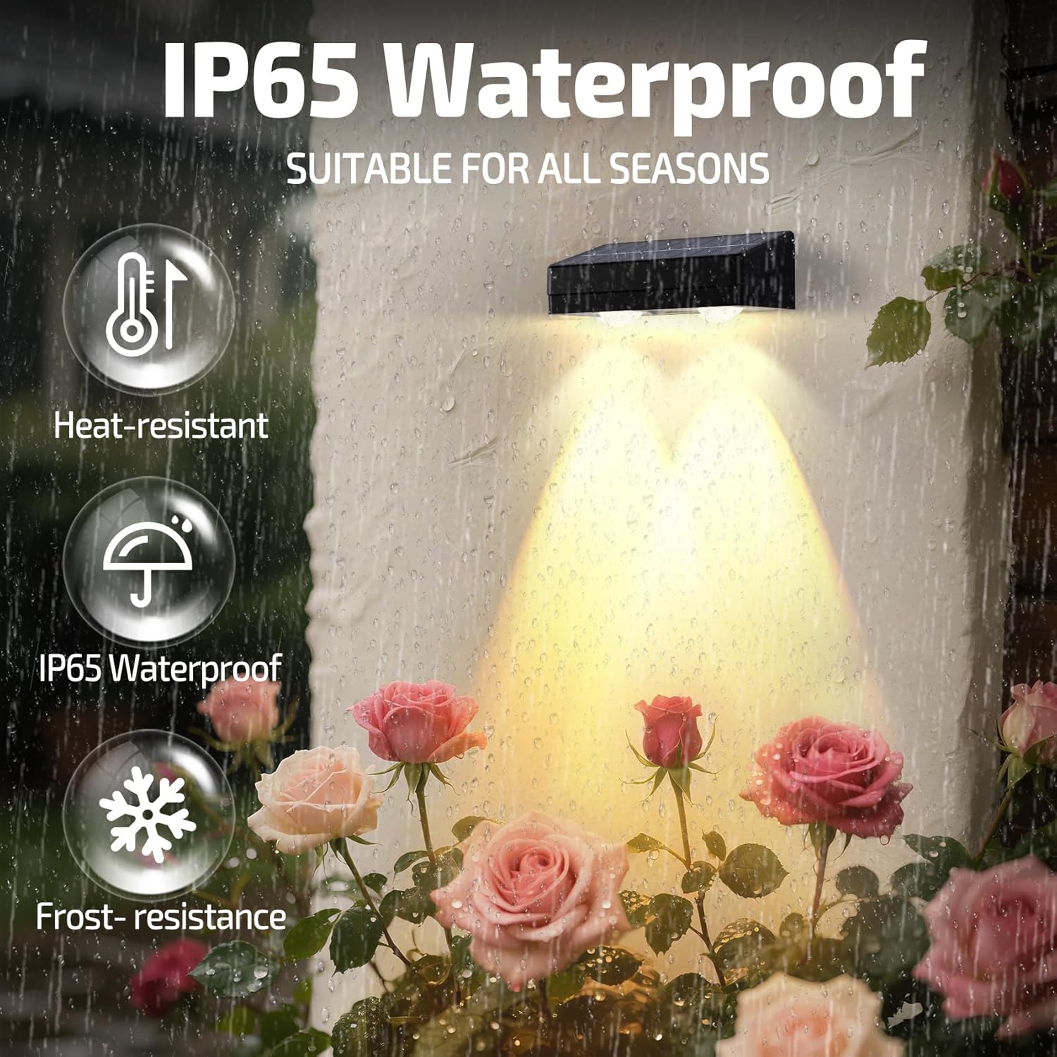 ZCX Solar Fence Lights Outdoor, IP65 Waterproof Designed with 12 Modes RGB