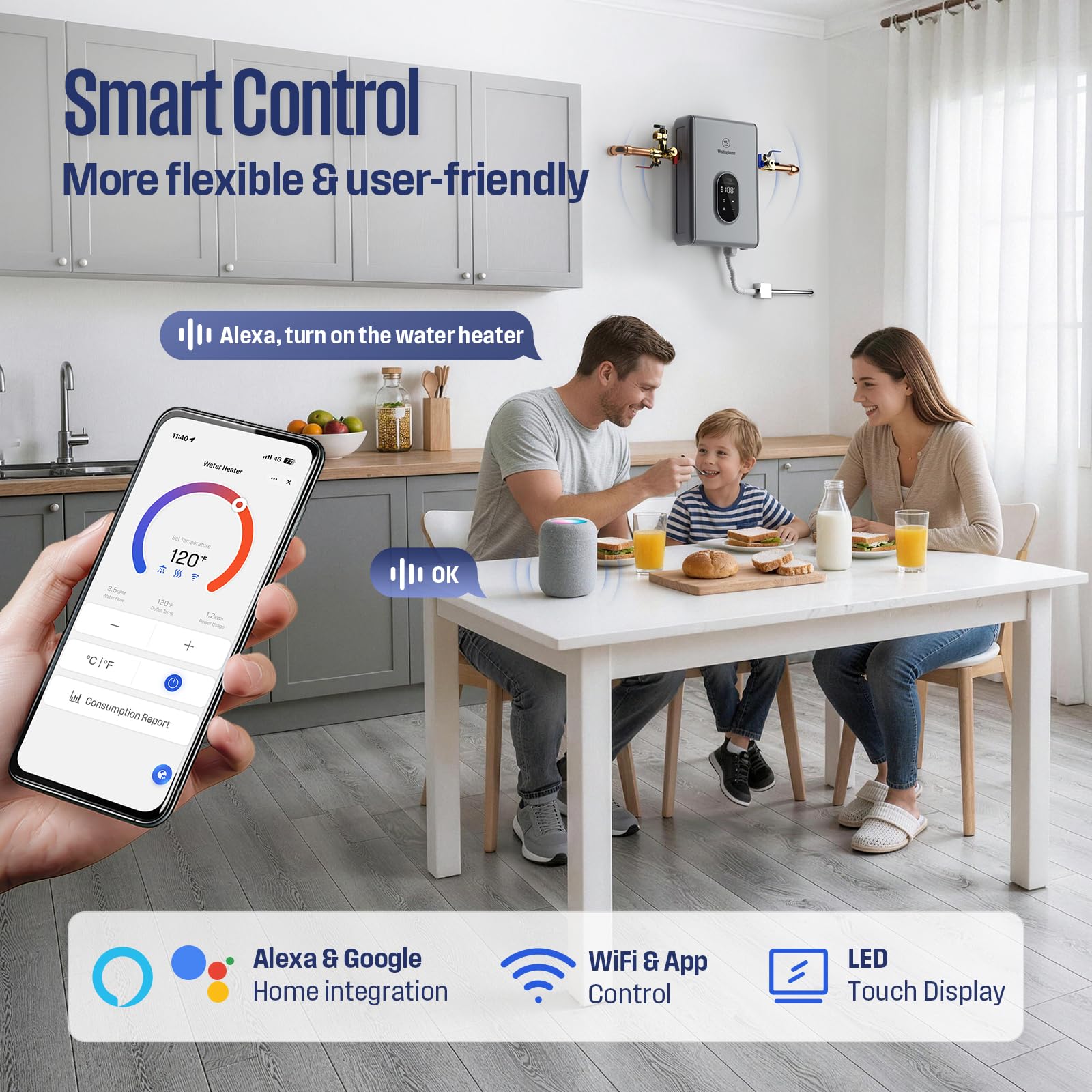 Westinghouse Tankless Water Heater 11kW 240V WiFi ETL