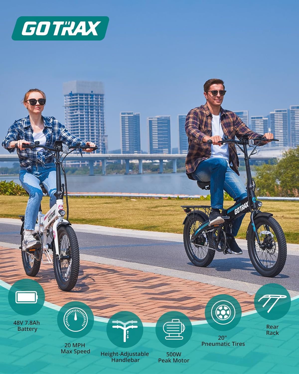 Gotrax 20" Folding Electric Bike. Powered by a robust 48V battery - R1