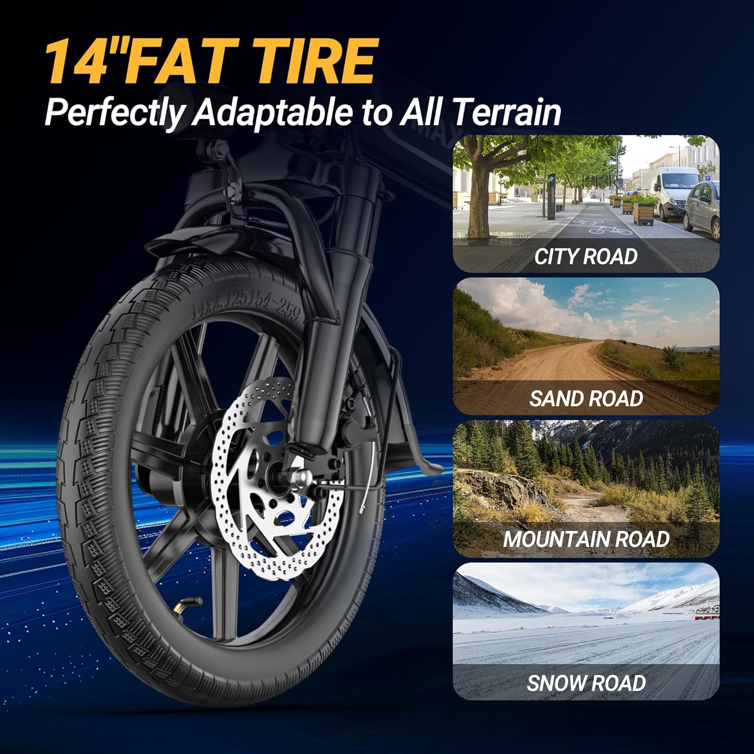 MAXSHOT Electric Bike for Adults, 14'' Adults Electric Bicycles, Peak 500W Folding Ebike
