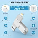 iDiskk 256GB iPhone Photo Storage Stick MFi Certified Flash Drive