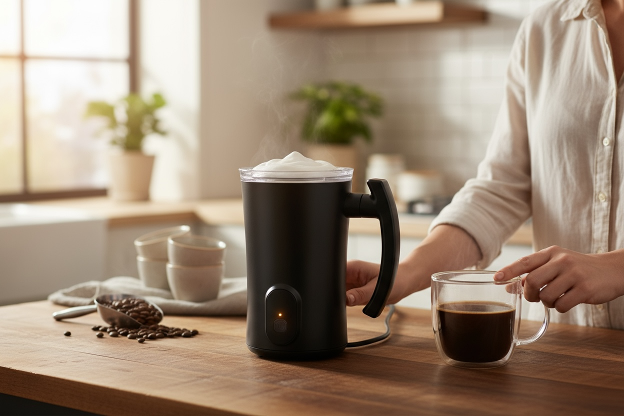 Electric Milk Frother - Handheld Foam Maker for Latte Art & Cappuccinos