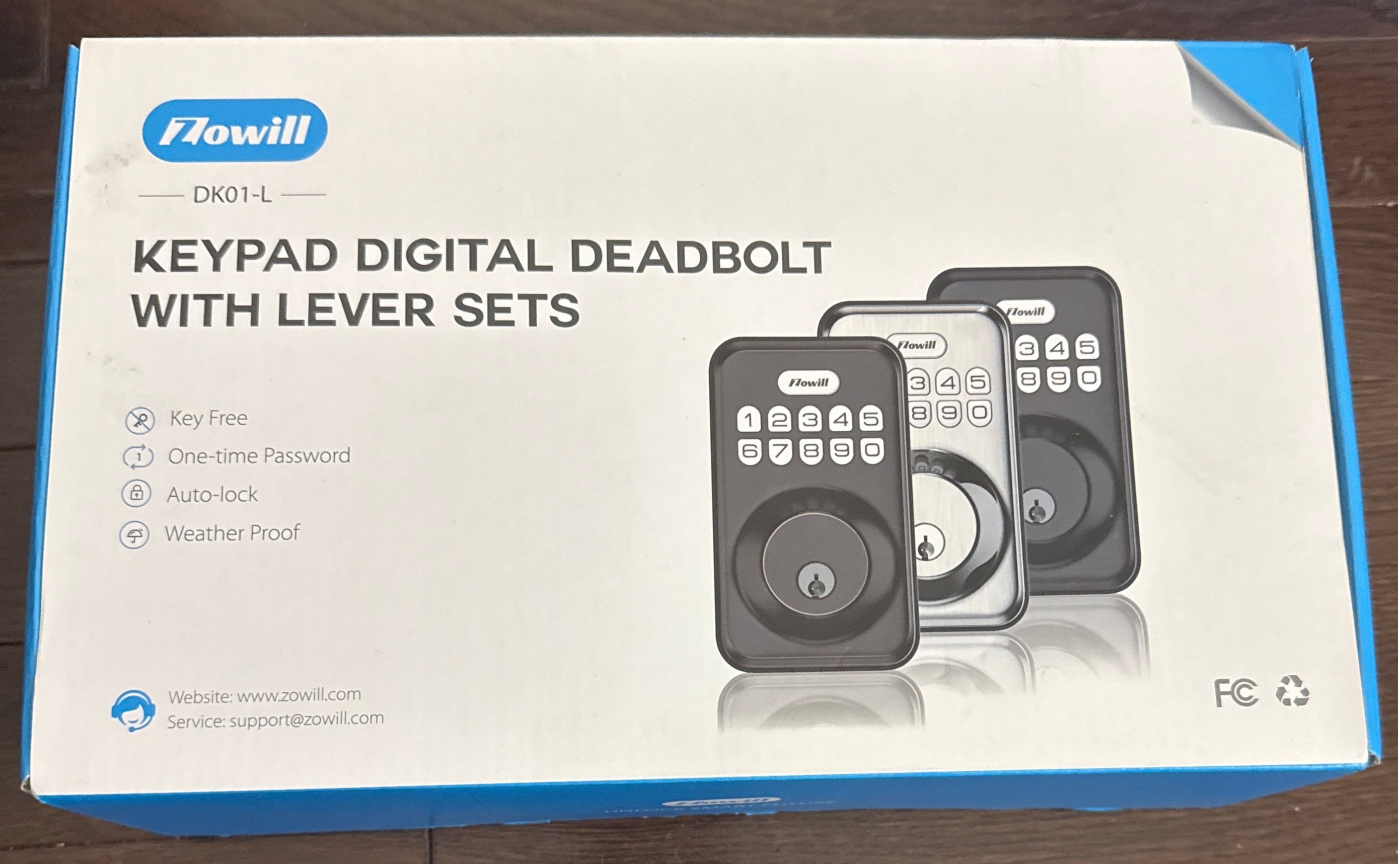 Zowill Keyless Entry Door Lock with 2 Lever Handles Electronic Keypad Deadbolt