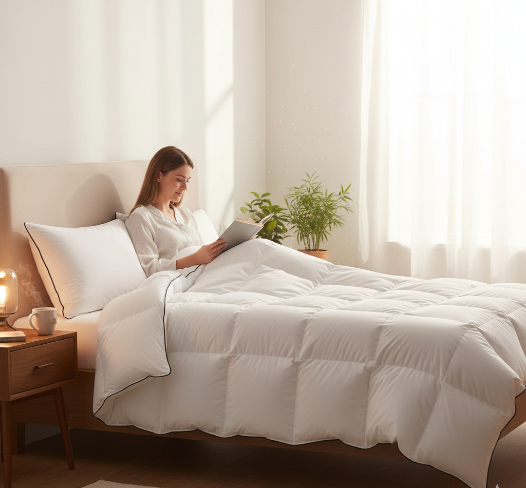 DownFort Twin Size Feather Down Fiber Comforter – OEKO-TEX® Certified, All Season, Gift-Ready Packaging (68" x 90")