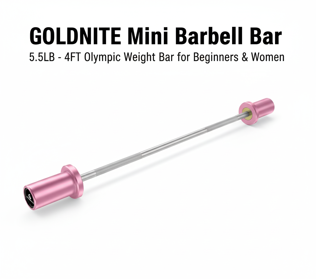Goldnite Mini Barbell Bar 5.5LB - 4ft Olympic Weight Bar for Beginners & Women