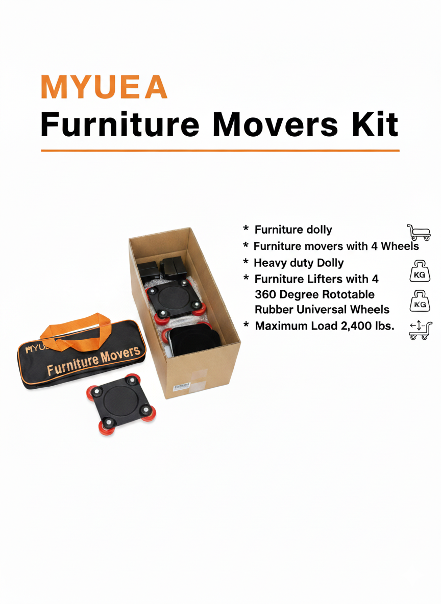 Heavy Duty Furniture Moving Dollies 2400 lbs - Professional Movers Equipment with 360° Wheels