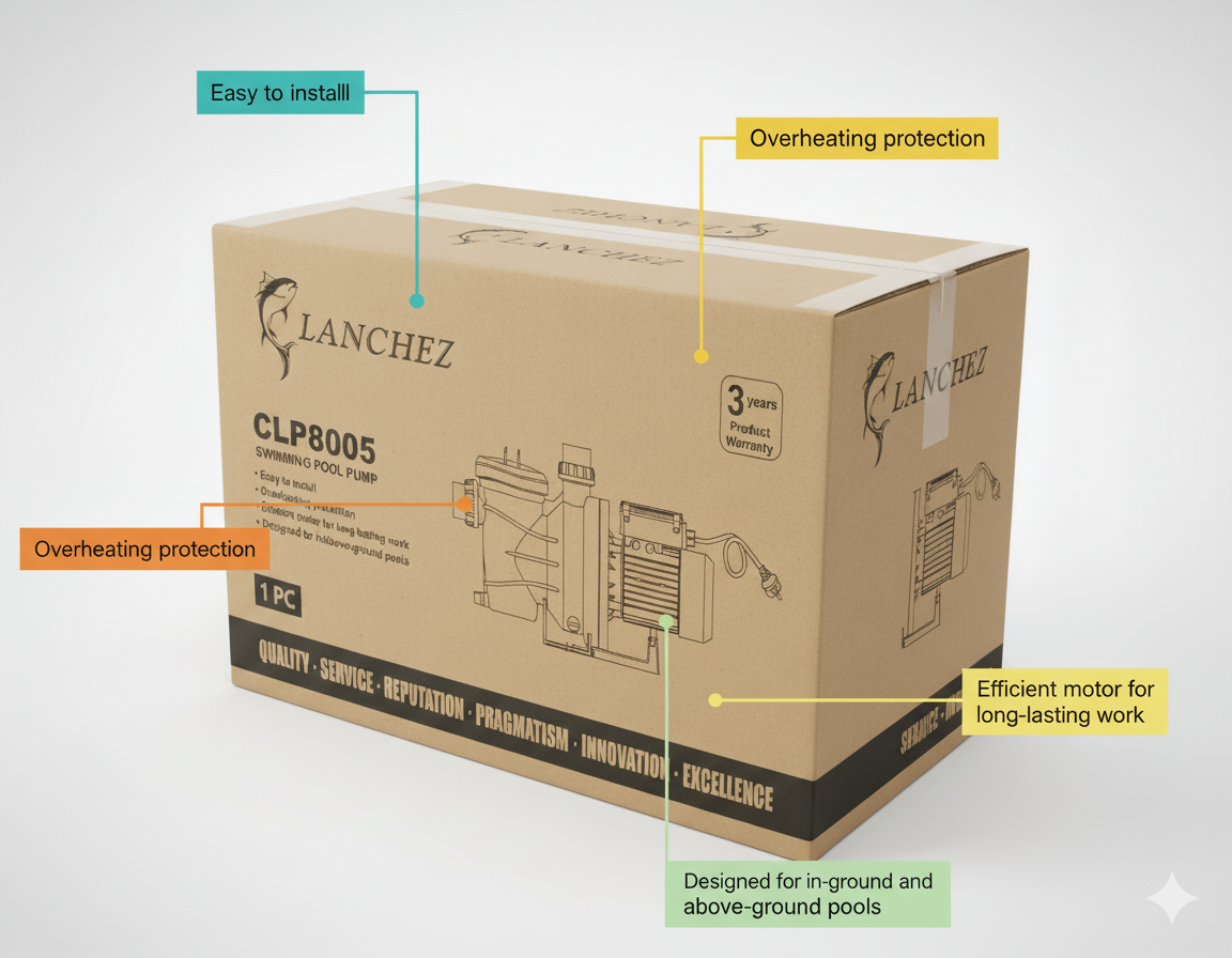 LANCHEZ CLP8005 Pool Pump - Professional Swimming Pool Circulation Pump