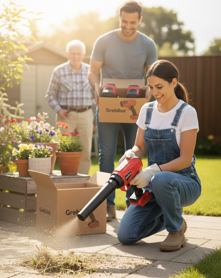 Cordless Leaf Blower Portable Dust Cleaner Handheld Blowers 2 x Batteries | Red