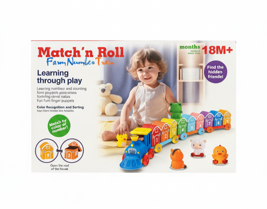 🚂 Match 'n Roll Farm Number Train - Educational Toy for Kids Learning Numbers