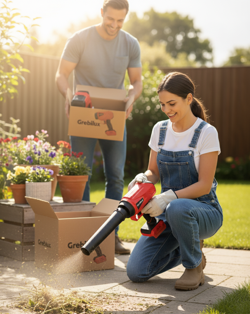 Cordless Leaf Blower Portable Dust Cleaner Handheld Blowers 2 x Batteries | Red