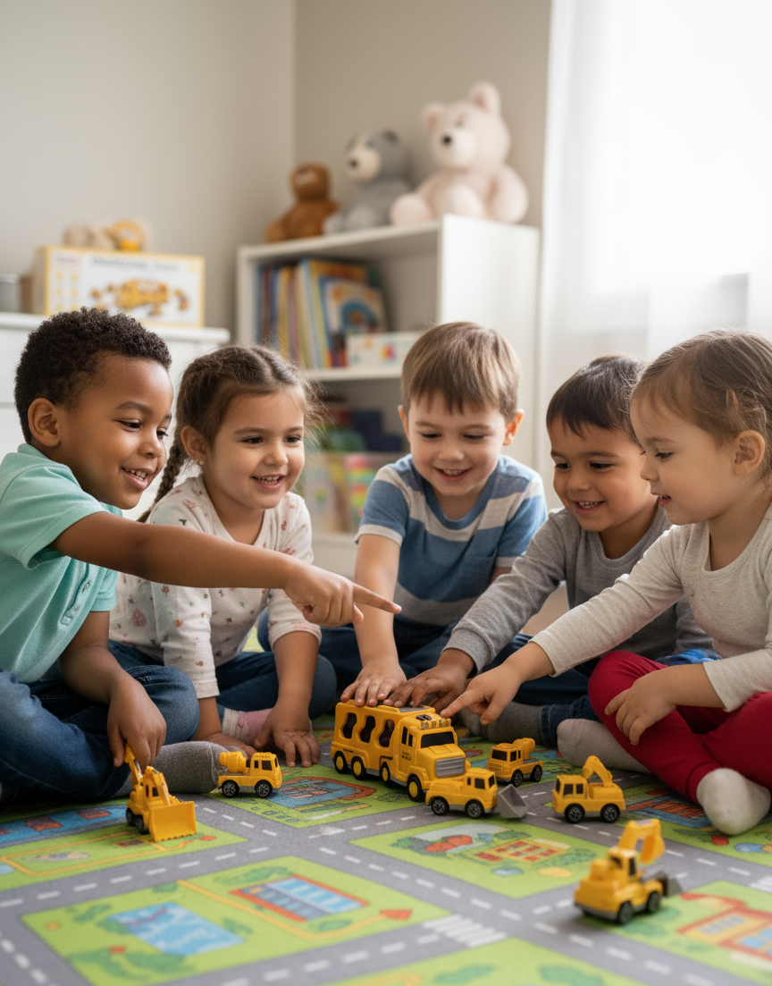 TEMI Engineering Truck Pull Back Car Series - Educational Toy Vehicles