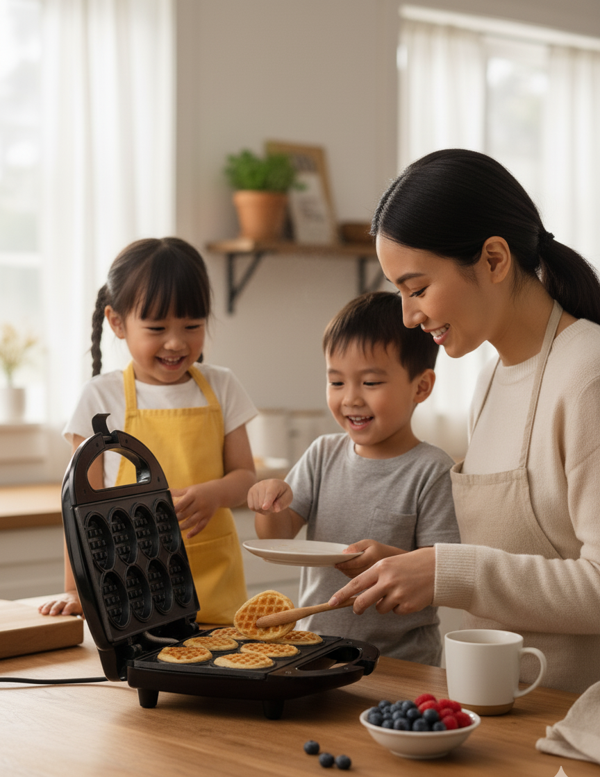 Mini Waffle Maker - Compact Electric Waffle Iron for Perfect Waffles