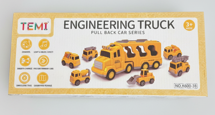 TEMI Engineering Truck Pull Back Car Series - Educational Toy Vehicles