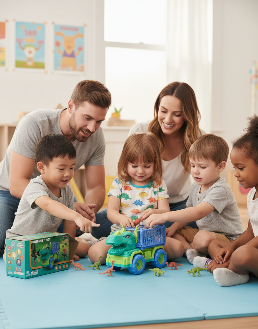 Guminara Dinosaur Truck Toy - Light-Up Dino Vehicle for Kids