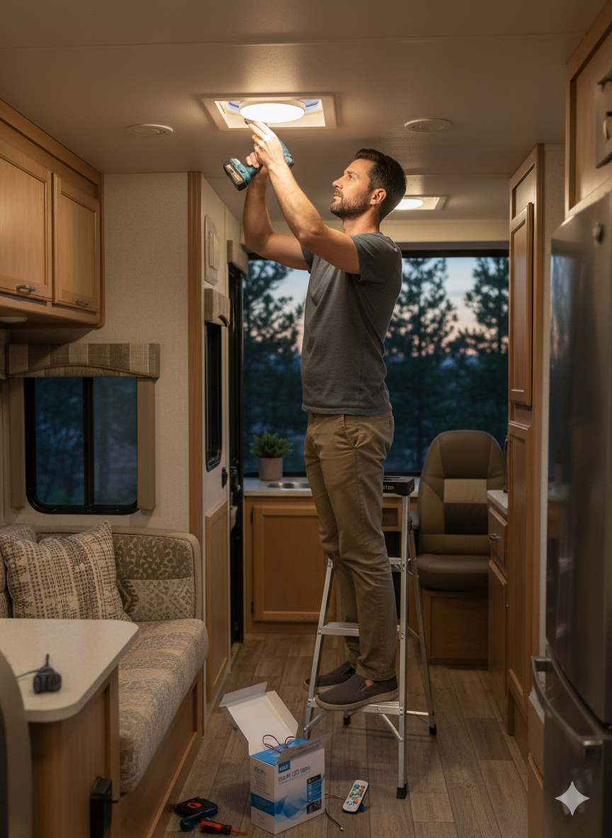 GZV Eco RV LED Ceiling Light 4100K - Energy Efficient 12V RV Lighting