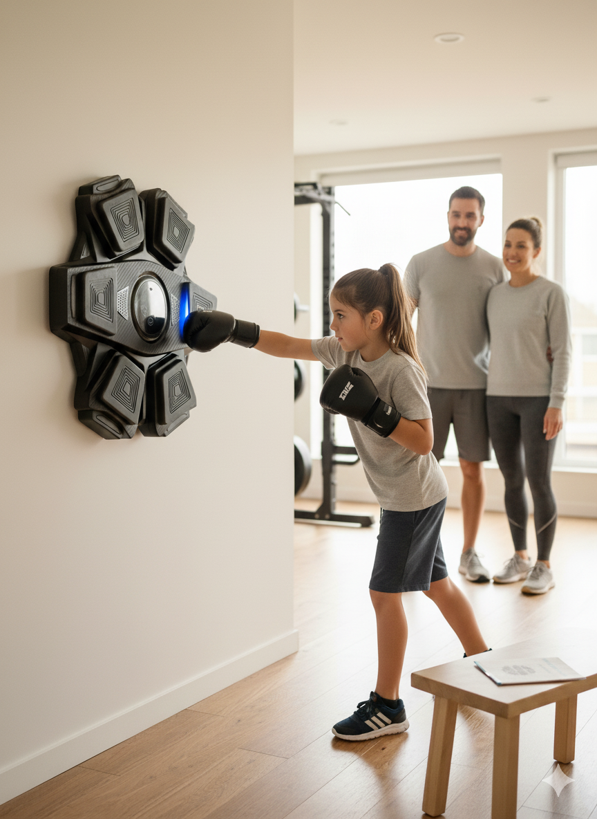 Music Boxing Machine for Kids, Smart Bluetooth Boxing Training Equipment with 2 Gloves,