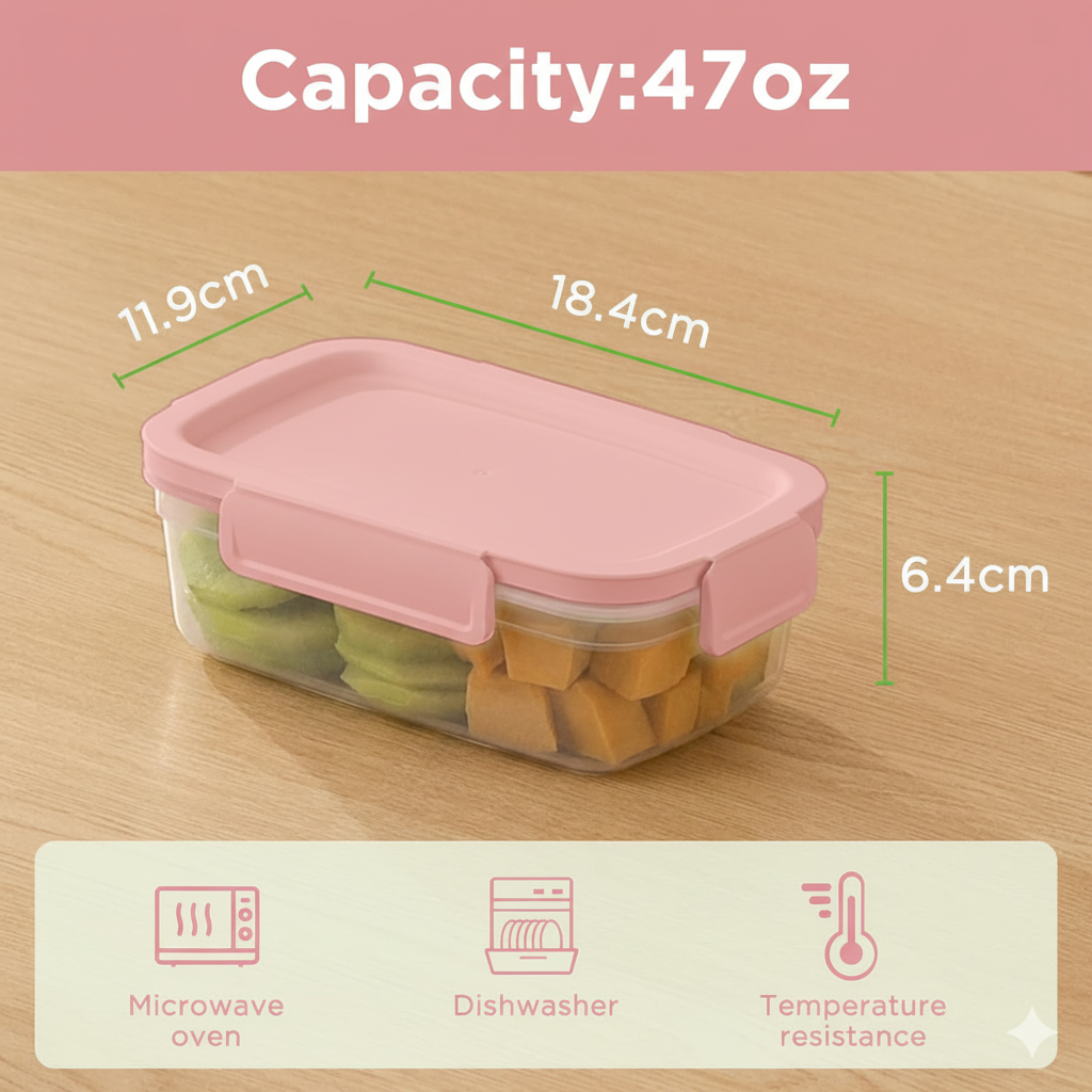 Aspinol Airtight Food Storage Container 850ML Pink - Kitchen Organization