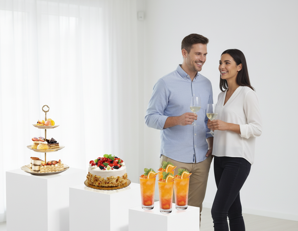 3 Piece Buffet Riser Set -Deserts Large White Acrylic Cube Display Boxes for Catering