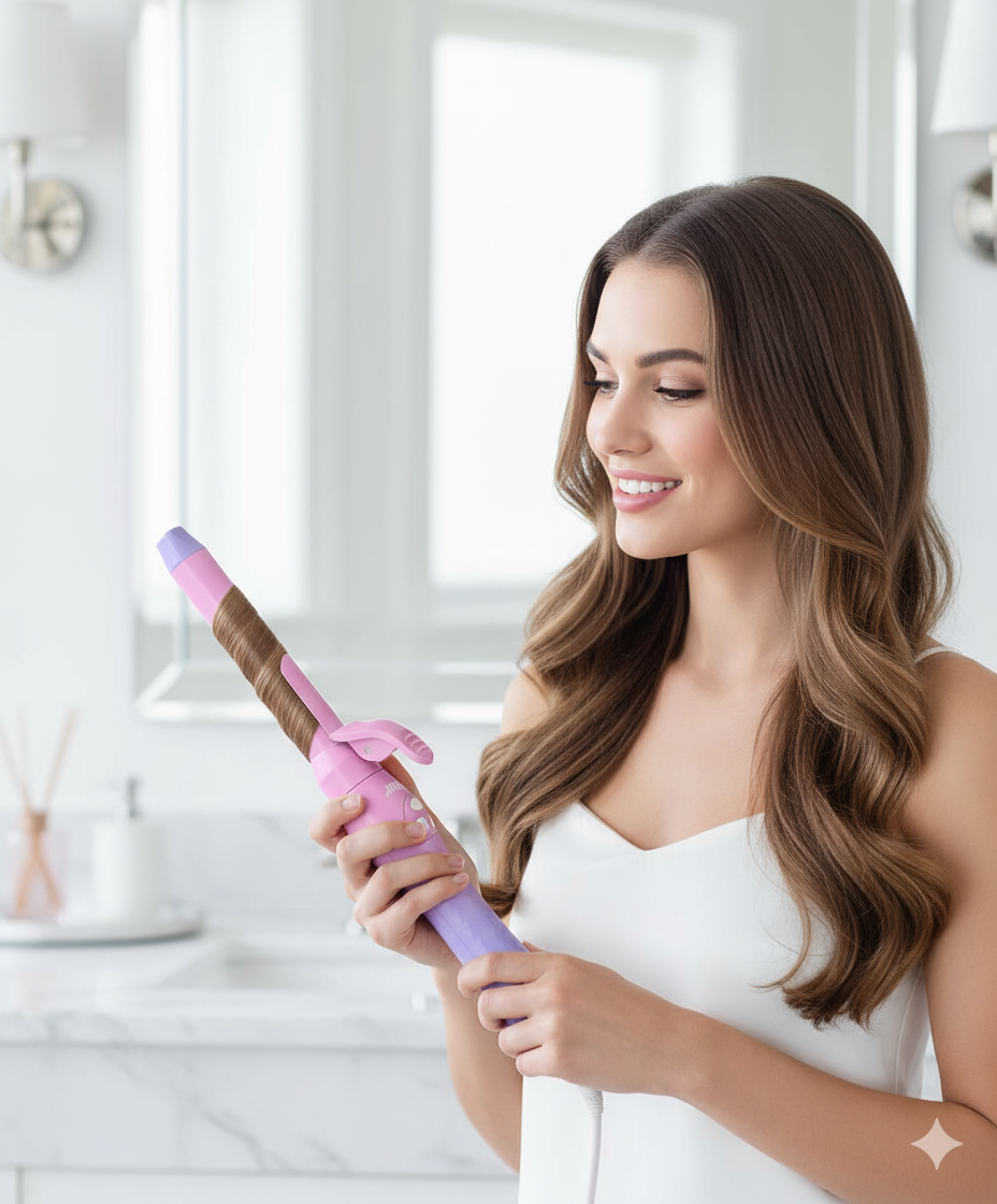 Automatic Rotating Curling Iron for Thin Fine Hair - Beach Waves Hair Curler with Heat Protection