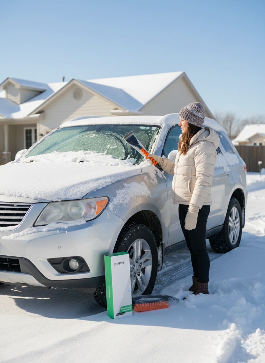 Snow Brush and Ice Scraper - Heavy Duty Winter Car Tool for Snow Removal