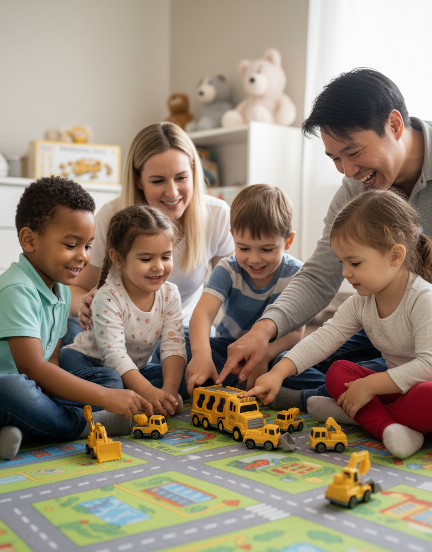 TEMI Engineering Truck Pull Back Car Series - Educational Toy Vehicles