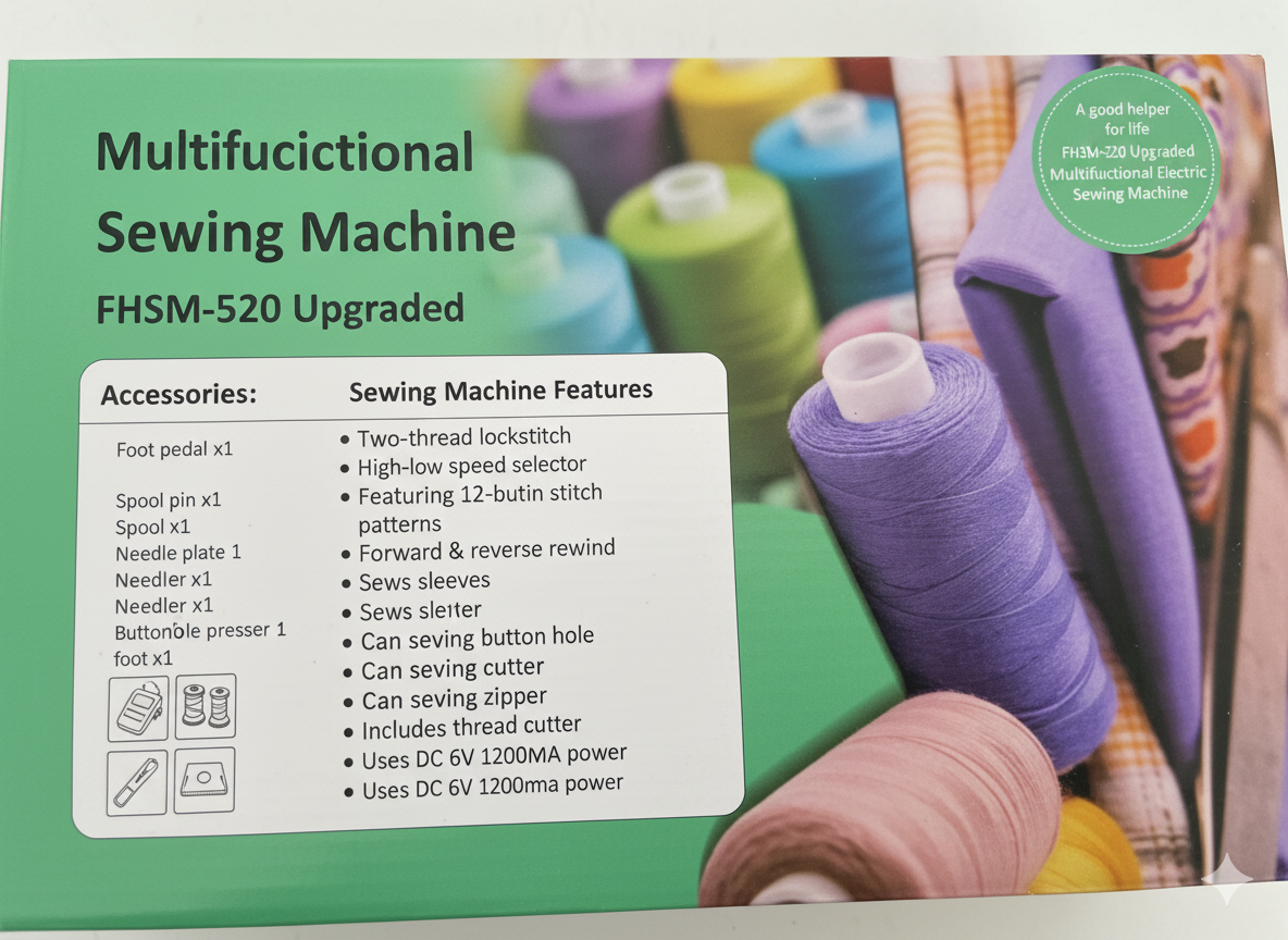 Multifunctional Electric Sewing Machine -Twin needles Professional with Multiple Stitches