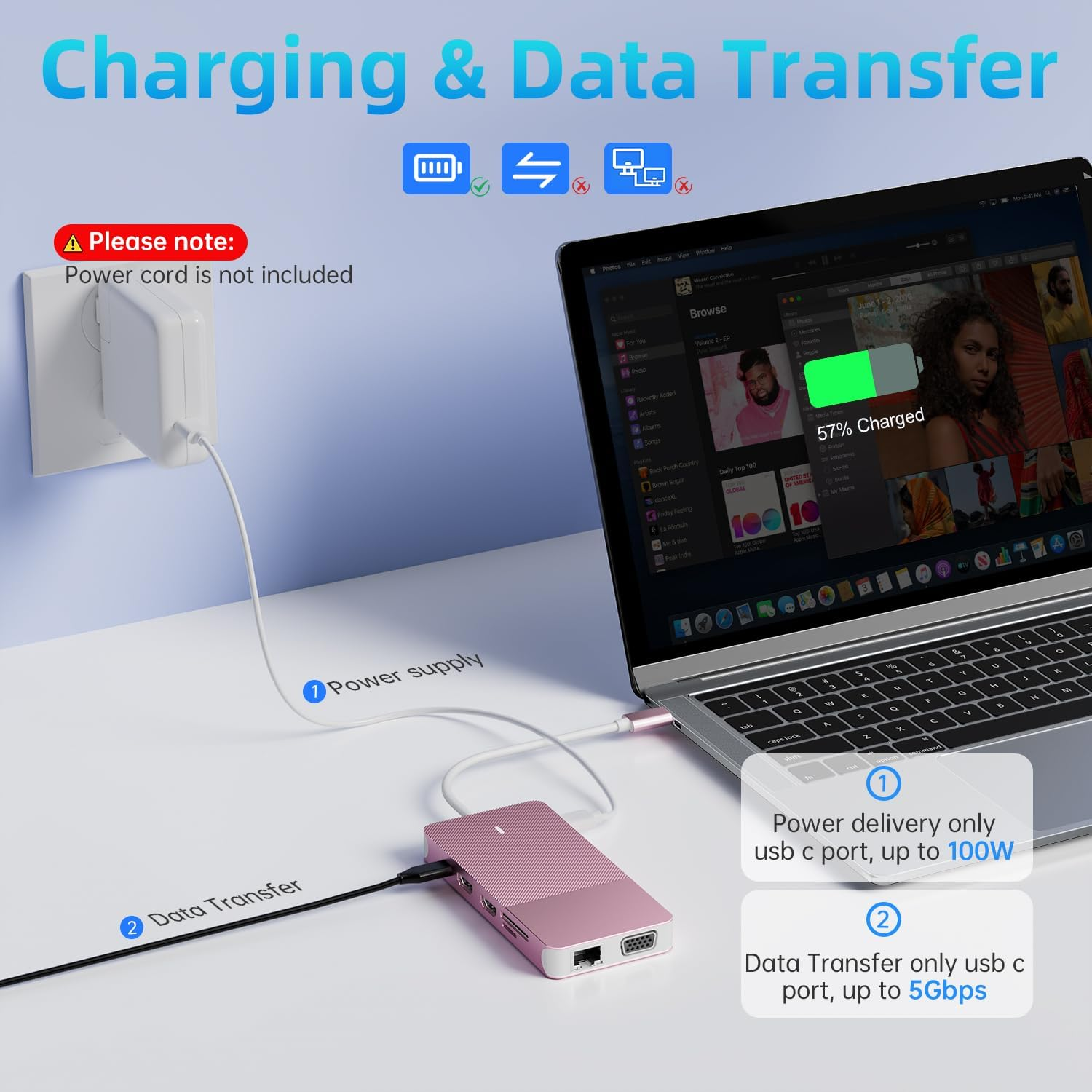 BFADEHA 12-in-1 USB-C Hub - Triple Monitor Docking Station with 100W Power Delivery