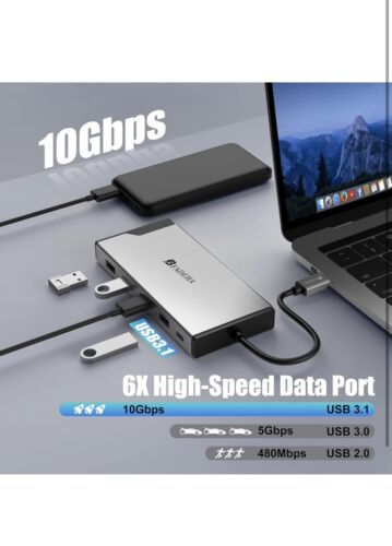 Bfadeha DV3 USB-C 12-in-1 Triple Display Full HD Mini Docking Station