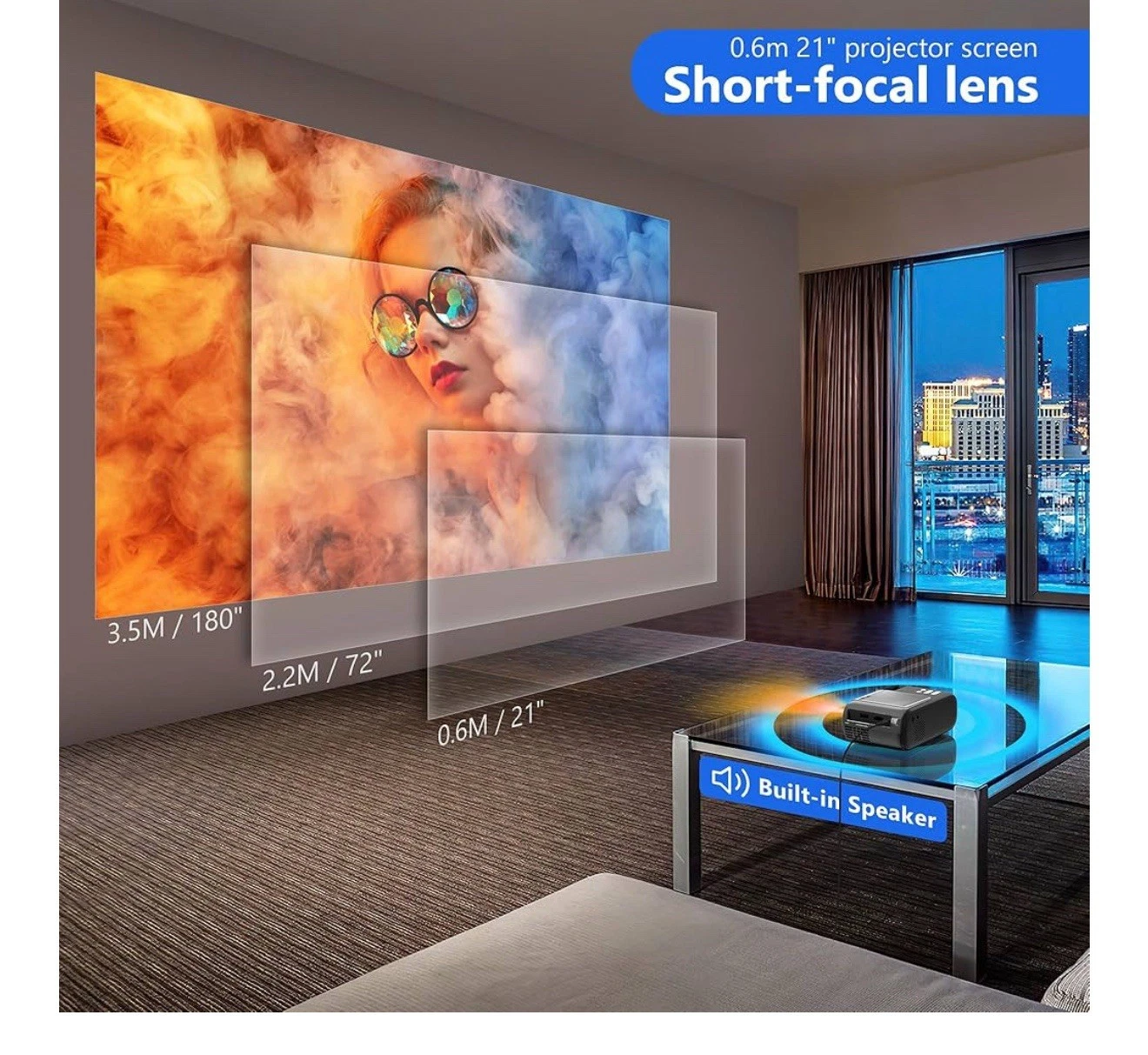 HORLAT Mini Projector – 5G WiFi + Bluetooth, 9000L Brightness, HD Home Theater