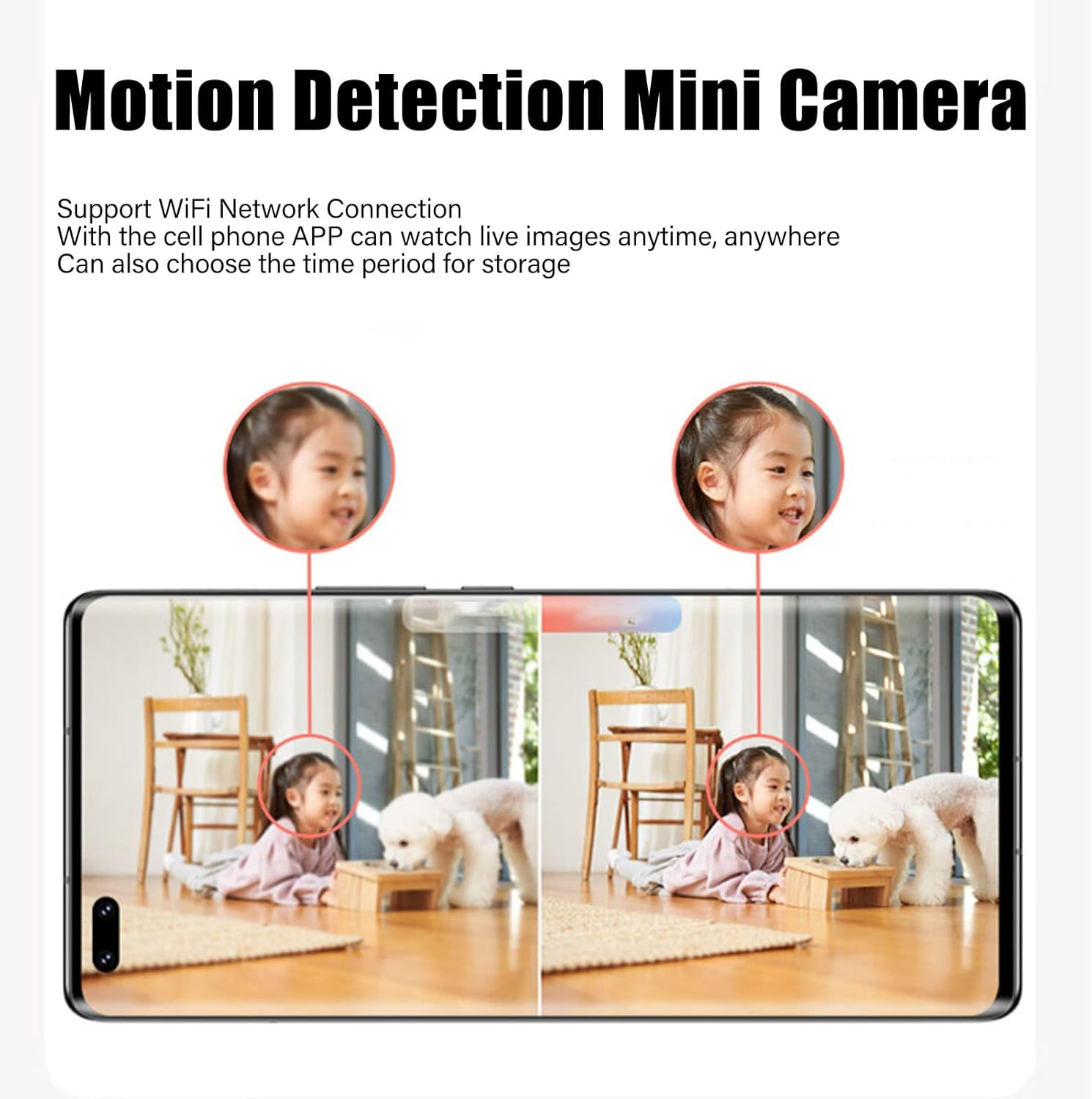Mini Camera, 1080P Loop Recording Connection Supports Night Vision Moti