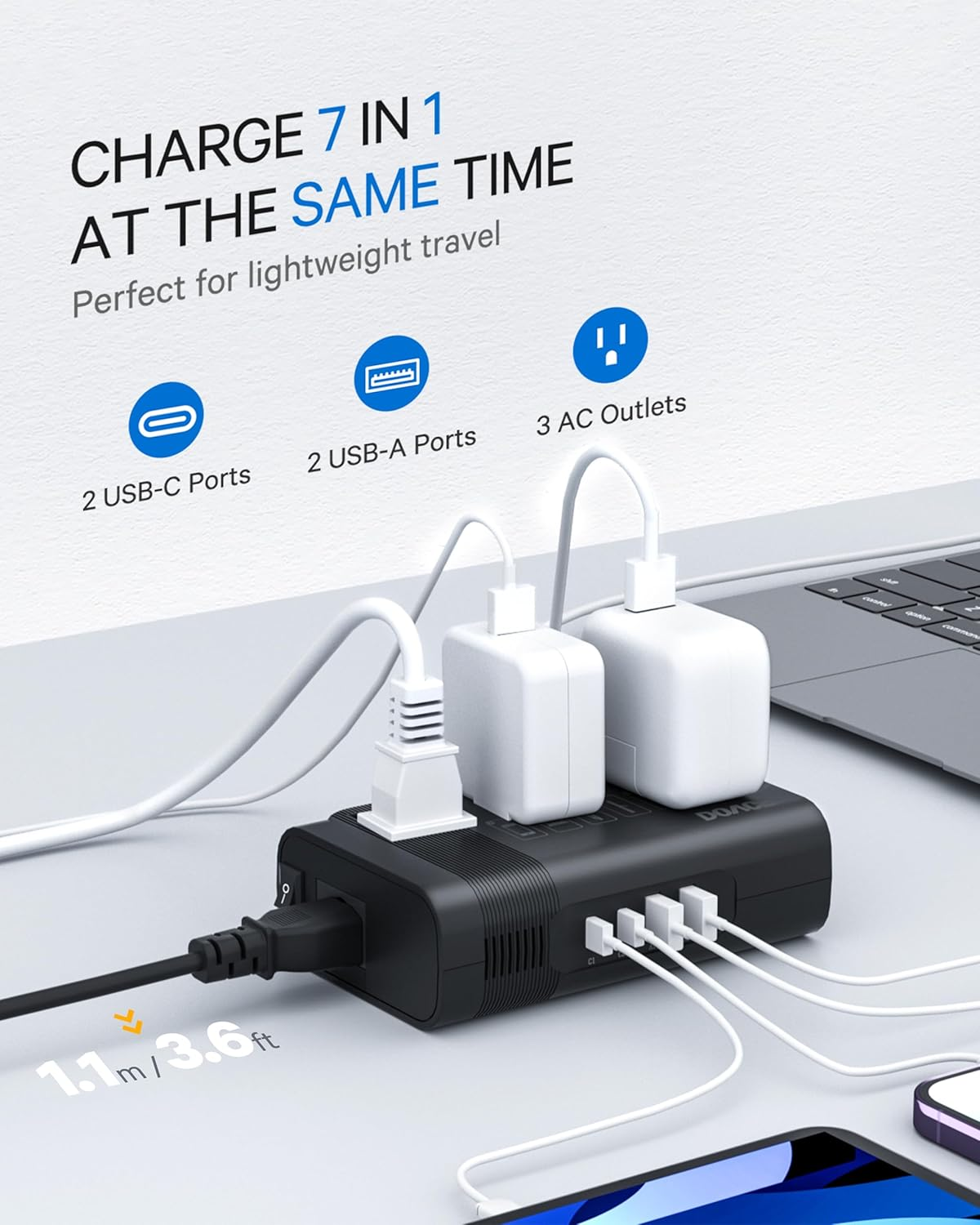 DOACE Travel Adapter Converter X30-350 - Universal Power Plug for 150+ Countries