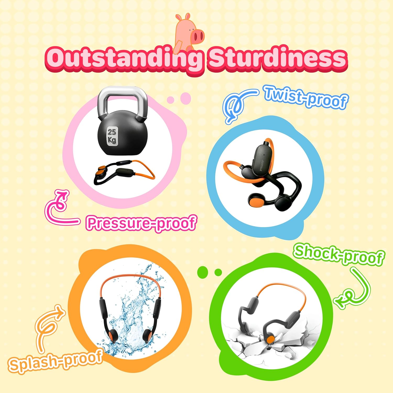 Justalk Kids Bluetooth Headphones - Safe Open-Ear Wireless Earbuds for Children