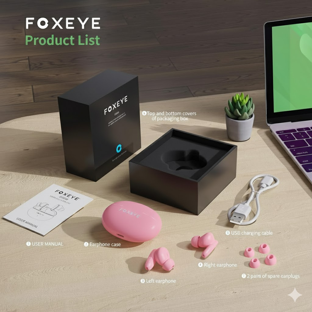 Foxeye S9000 Wireless Earbuds - Bluetooth 5.3 with Noise Cancelling Mic