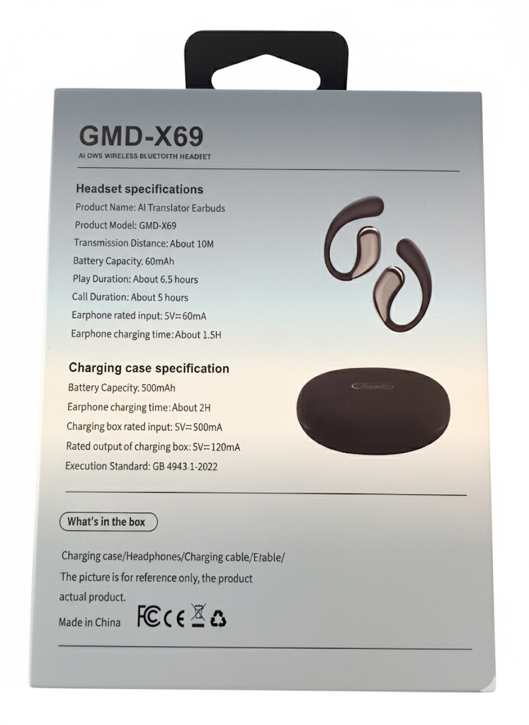 Dreamda GMD X69 AI Translator Earbuds - Multi-Language Real-Time Translation Wireless Earbuds