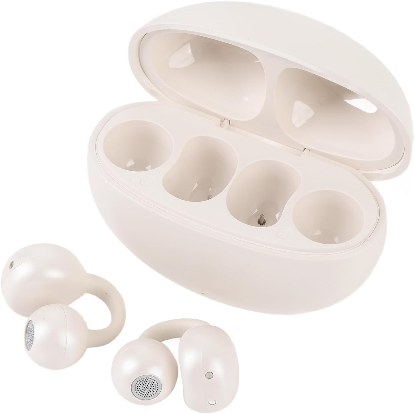 M91 Translator Earbuds, Clip On Language Translation Earphones,74 Languages & 70 Accents Translation in Real Time,Built in 230mAh (Milky White)