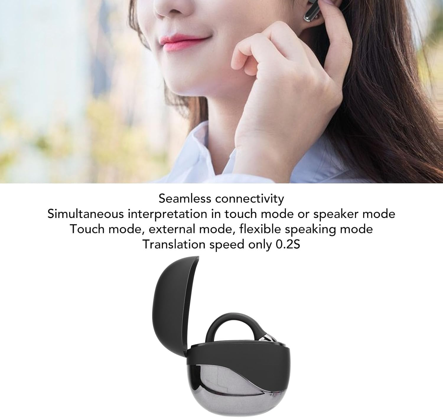 M62 Language Translator Earbuds, 133 Languages Real Time Two Way Cordless Bluetooth Translation Device with App, TWS Noise Reduction, Voice Control,