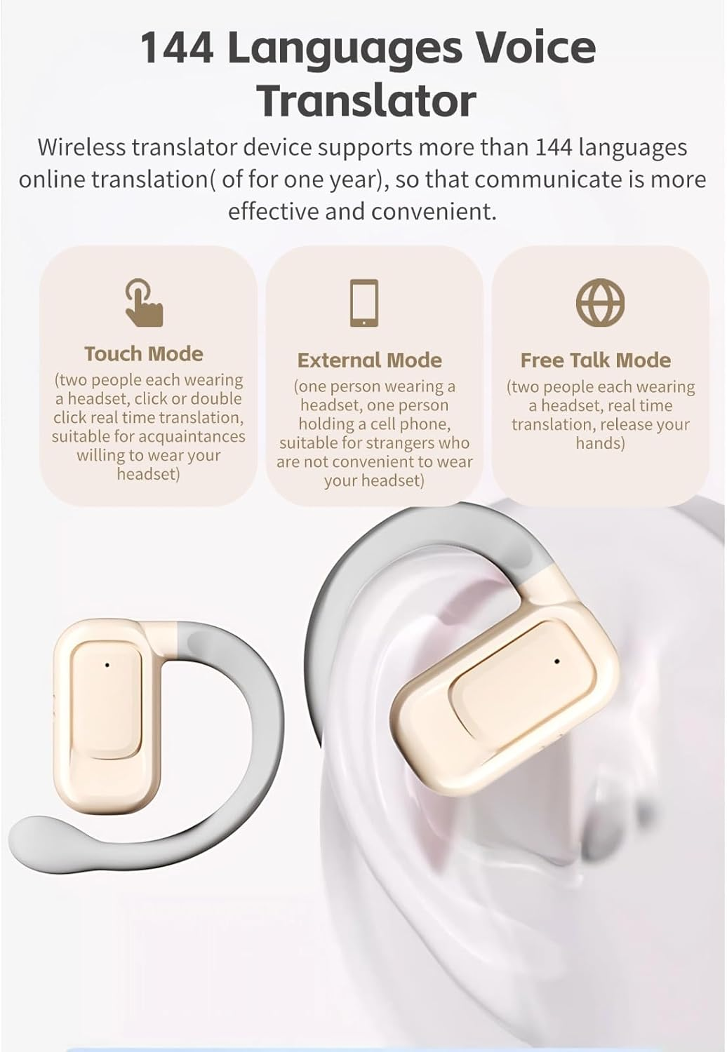 BL02 Language Translator Earbuds - 144 Languages Bluetooth 5.3 with Noise Cancelling