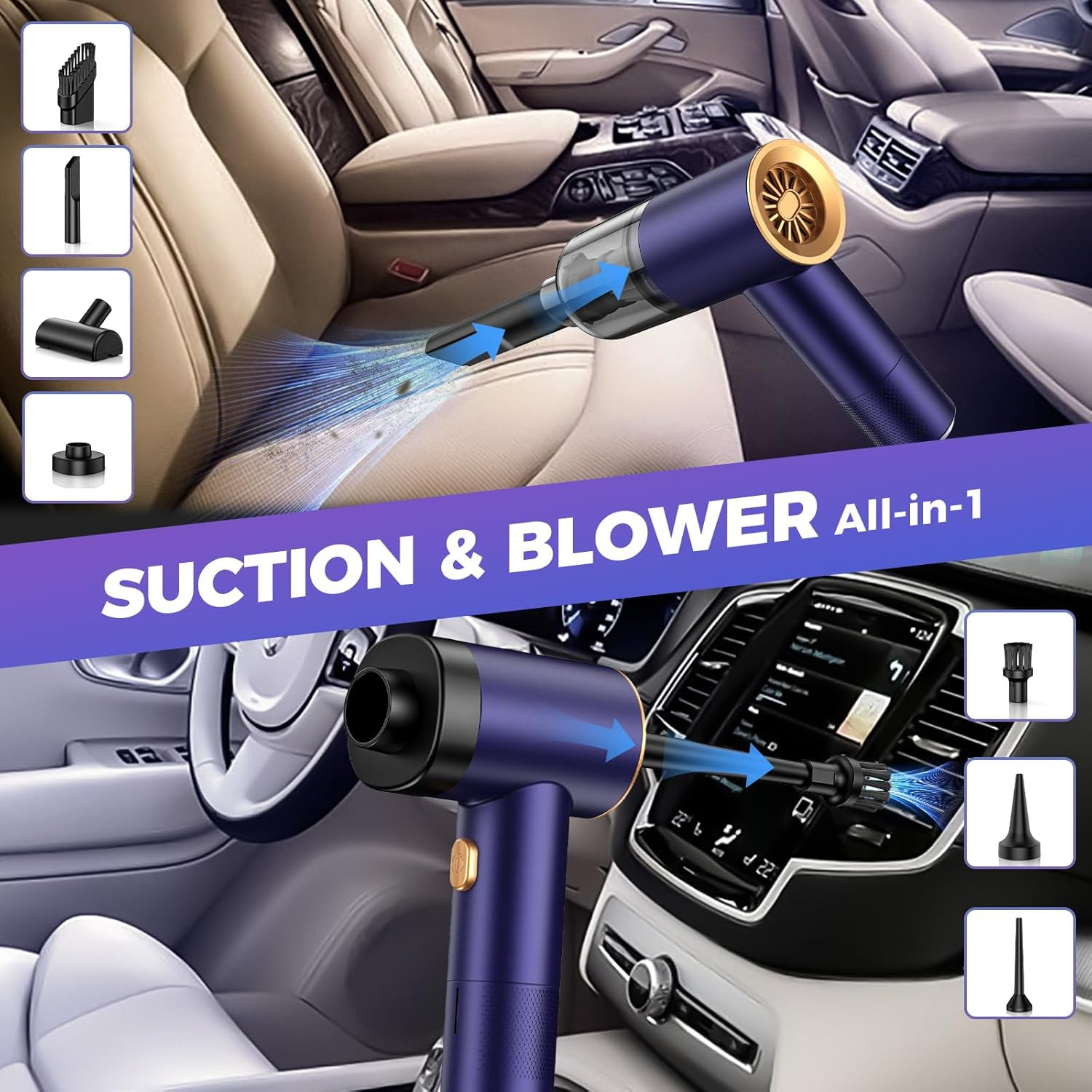 Cordless Handheld Vacuum - 7-in-1 Mini Vacuum, Air Duster & Blower