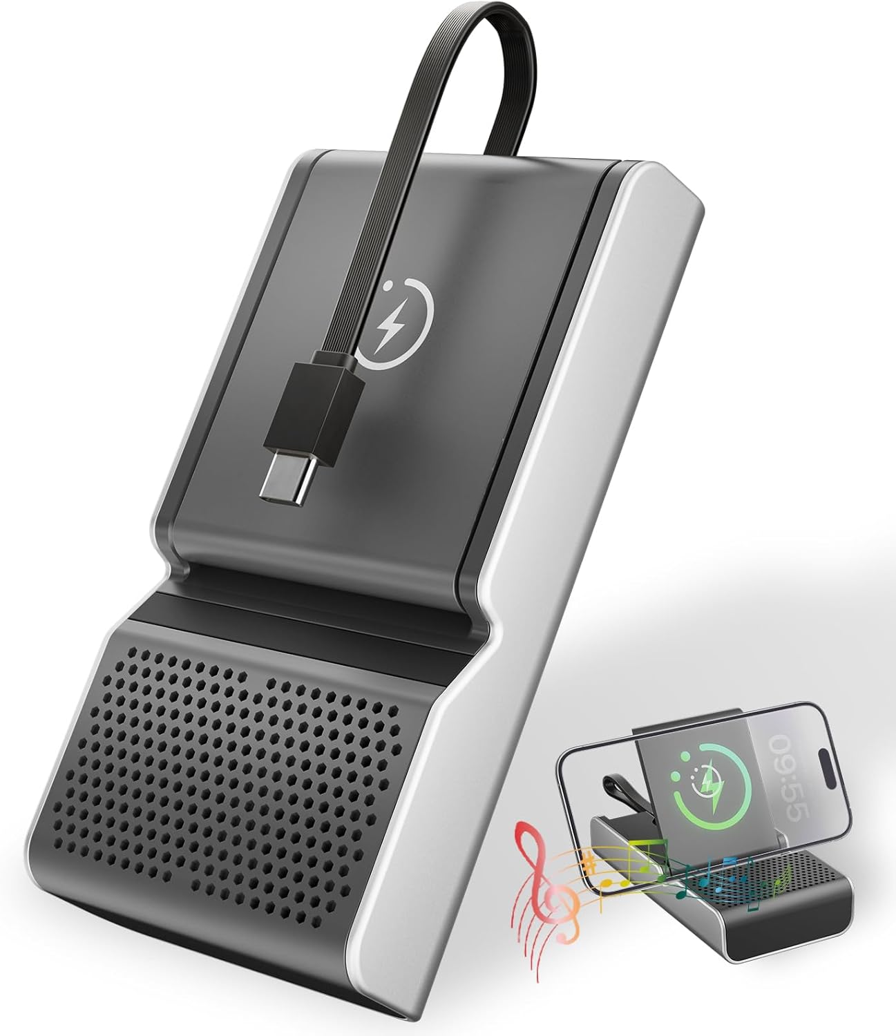 5000mAh Magnetic Power Bank with Speaker - Wireless Charger & Phone Stand