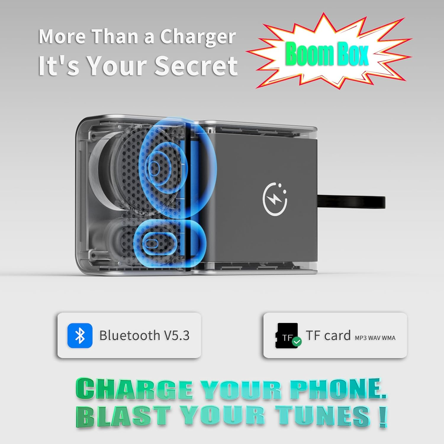 5000mAh Magnetic Power Bank with Speaker - Wireless Charger & Phone Stand