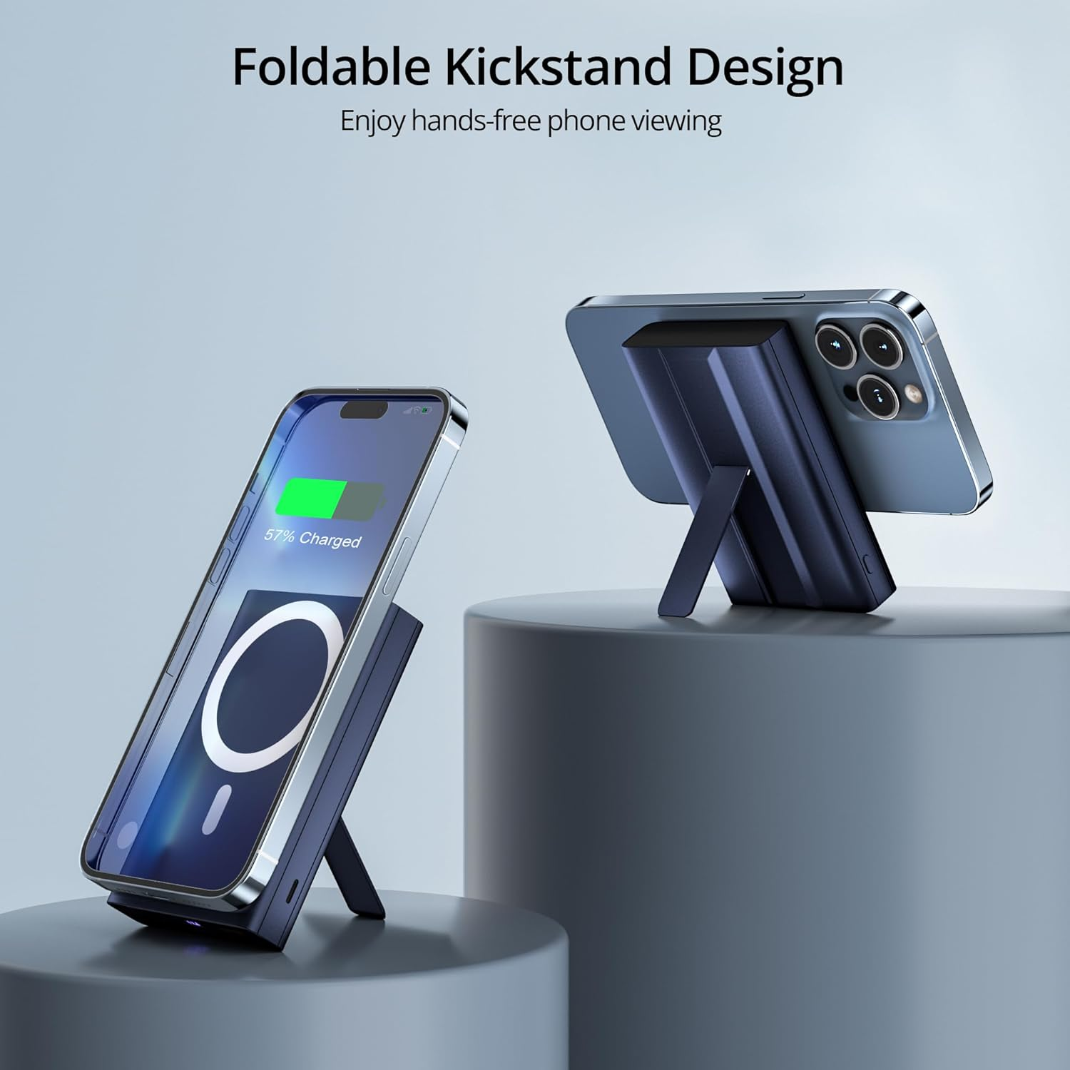 10000mAh Magnetic Power Bank for iPhone - MagSafe 15W Wireless Charger with Kickstand