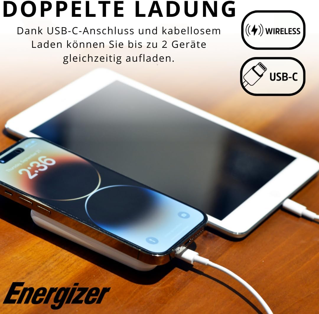 Energizer 5000mAh MagSafe Power Bank - 20W USB-C PD Wireless Charger for iPhone
