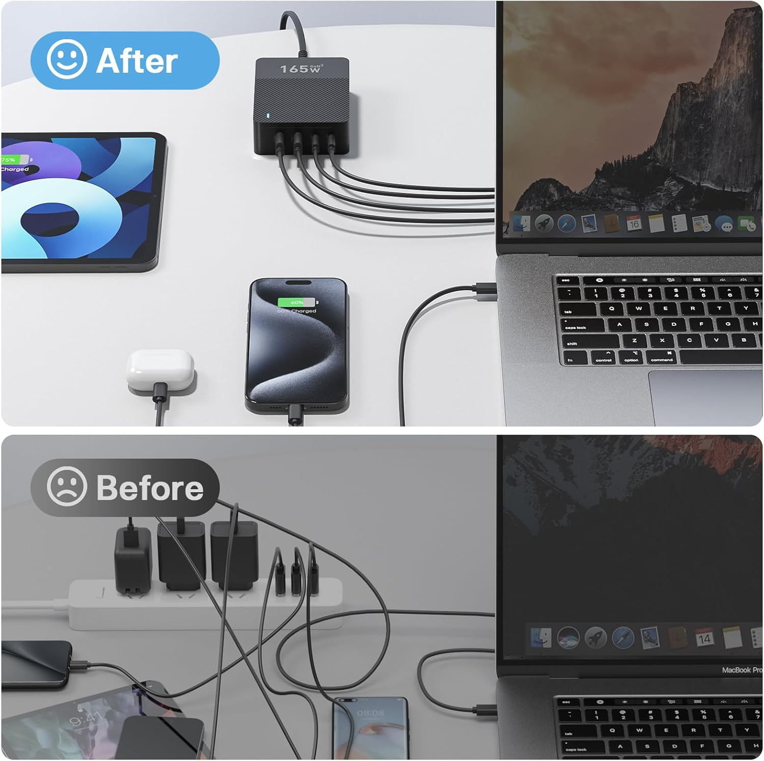 RYND 165W GaN USB-C Fast Charger - 4-Port Charging Station for iPad & iPhone 17