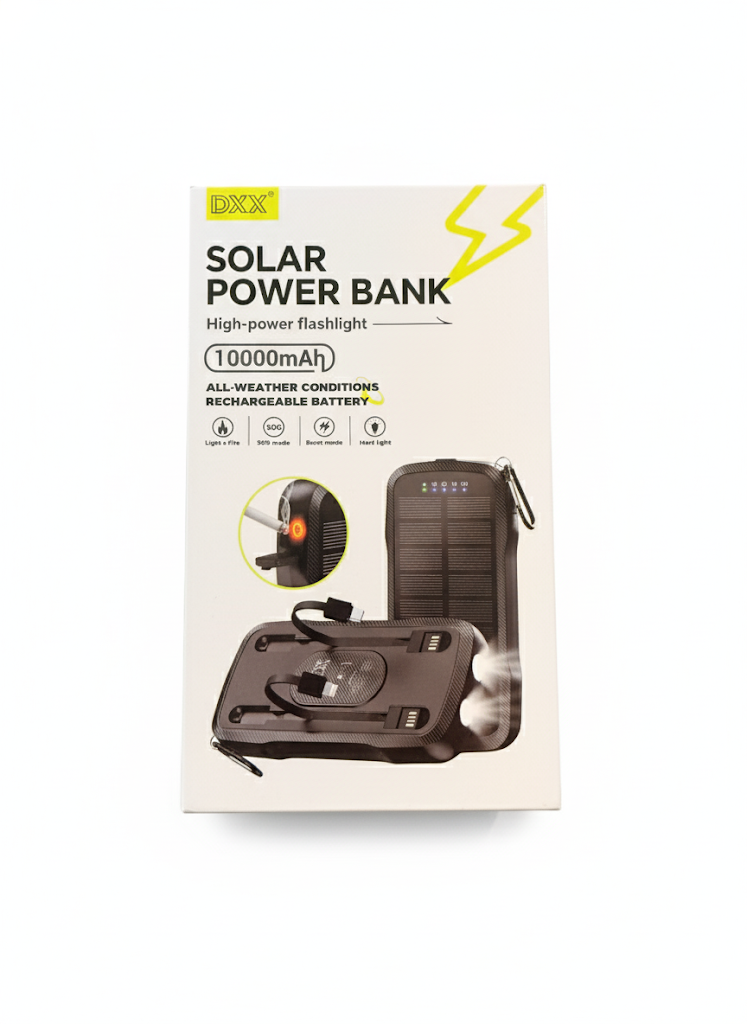 DXX 10000mAh Solar Power Bank - Waterproof Portable Charger with Qi Wireless & LED