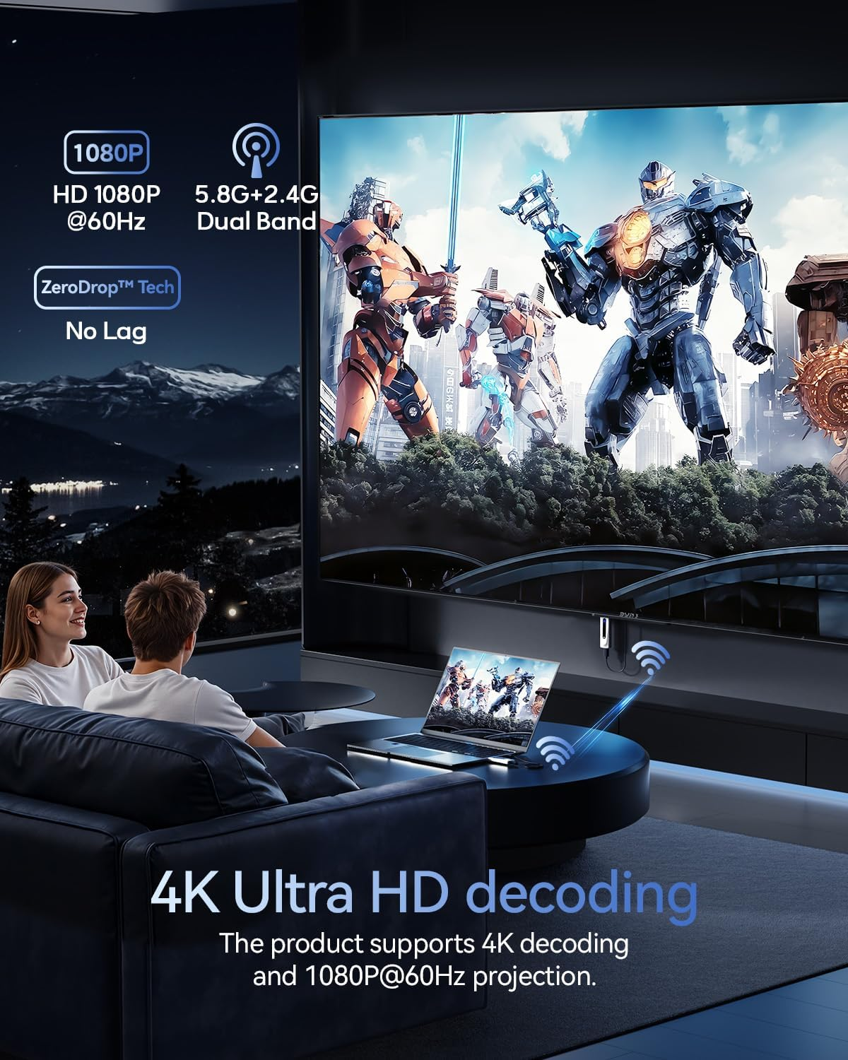 2025 Latest Generation Wireless HDMI Transmitter and Receiver 4