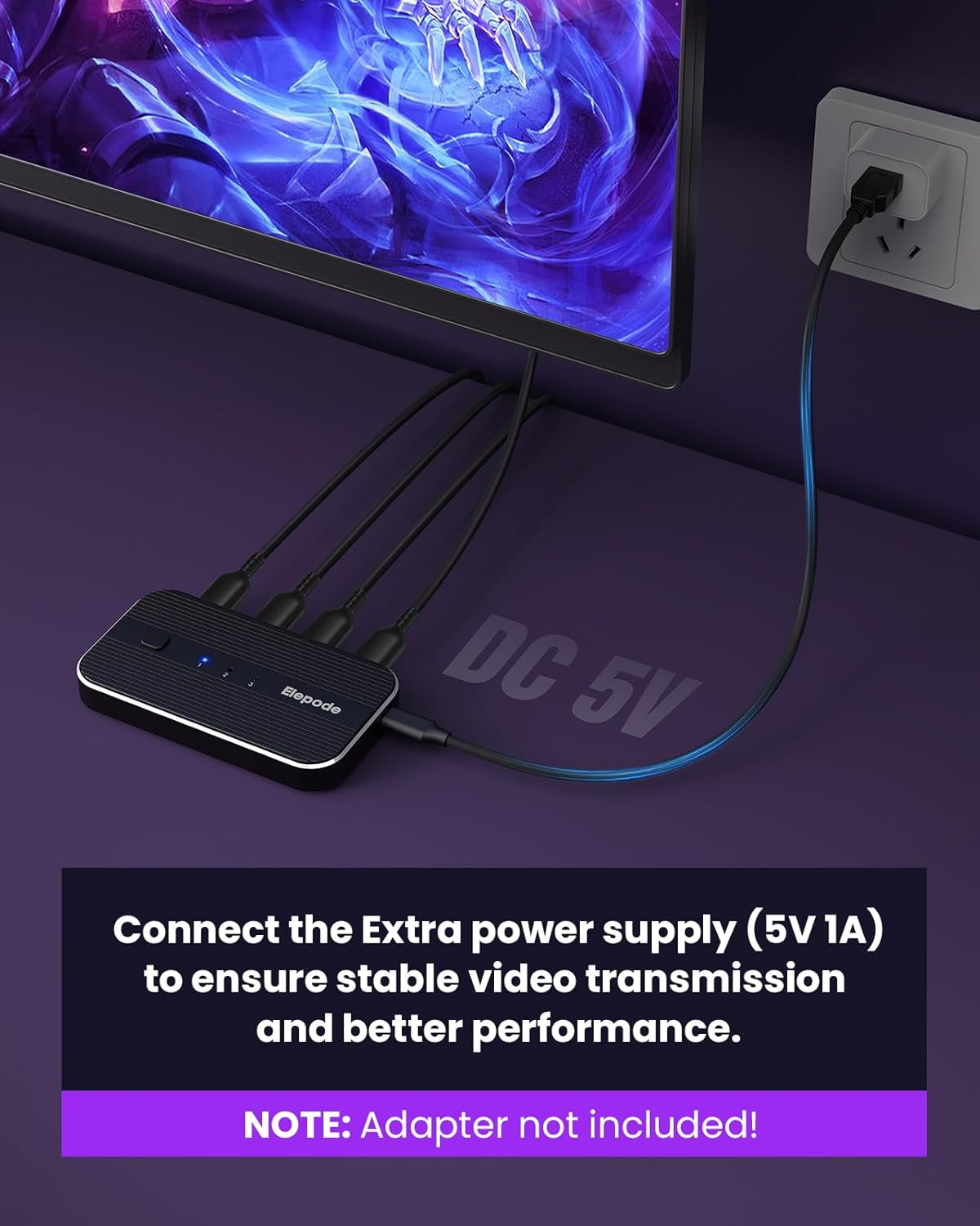 4K HDMI Splitter Switch 3 in 1 Out - 60Hz HDR for PS5, Xbox, Elepode